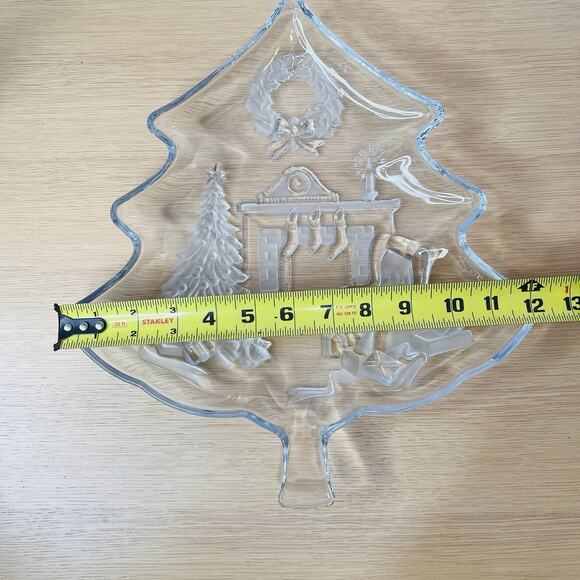 Glass Christmas Tree 13.5" Serving Dish Tray Decorative Plate by Studio Nova - Picture 4 of 6